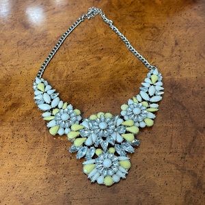 Regal Statement necklace in light yellow, white, and crystal